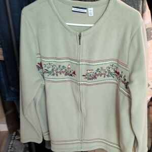 Croft&Barrows Quacker Factory Embroidered Sage Cardigan